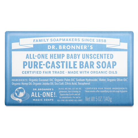 Dr Bronners - Castile Soap Bar  -  Baby Unscented (140g)