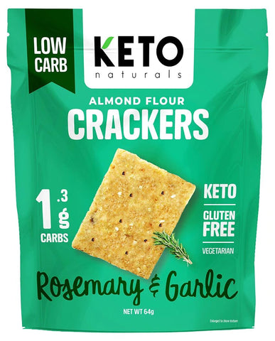 Keto Naturals - Almond Flour Crackers - Rosemary and Garlic (64g)