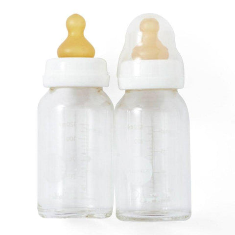 Hevea - Baby Glass Bottles - White Screw Cap - 120ml (2 pack)