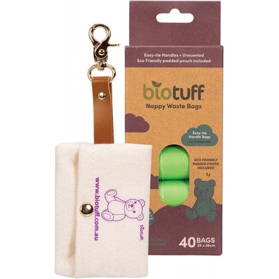 Biotuff - Biodegradable and Compostable Nappy Waste Bags (40 Bags with Dispenser)