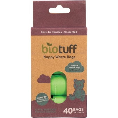 Biotuff - Biodegradable and Compostable Nappy Waste Bags - Refill (40 Bags)