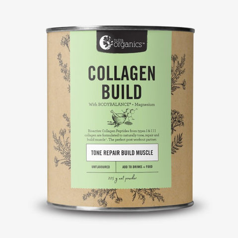 Nutra Organics - Collagen Build with Bodybalance Magnesium (TONE REPAIR BUILD MUSCLE) - Unflavoured (225g)