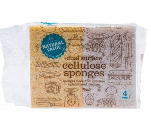 Natural Value - Dual Surface Cellulose Sponges (4 Pack)