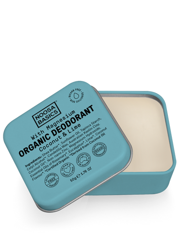 Noosa Basics - Organic Bicarb-Free Deodorant Tin with Magnesium - Coconut and Lime (50g)