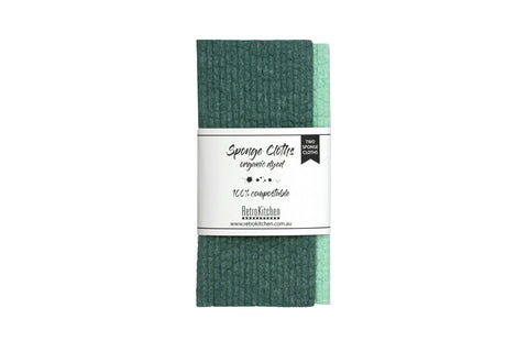 Retrokitchen - Compostable Organic Dyed Sponge Cloth Set - Forest (2 Pack)