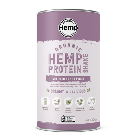 Hemp Foods 澳大利亚必需大麻蛋白粉 - 混合浆果和巴西莓 (420 克)