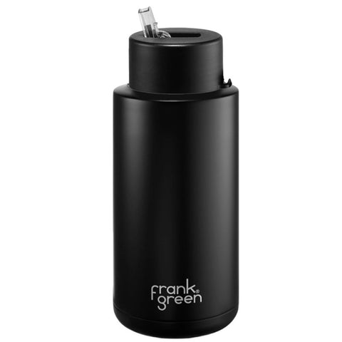 Frank Green - Stainless Steel Ceramic Reusable Bottle with Strap - Midnight (34oz)