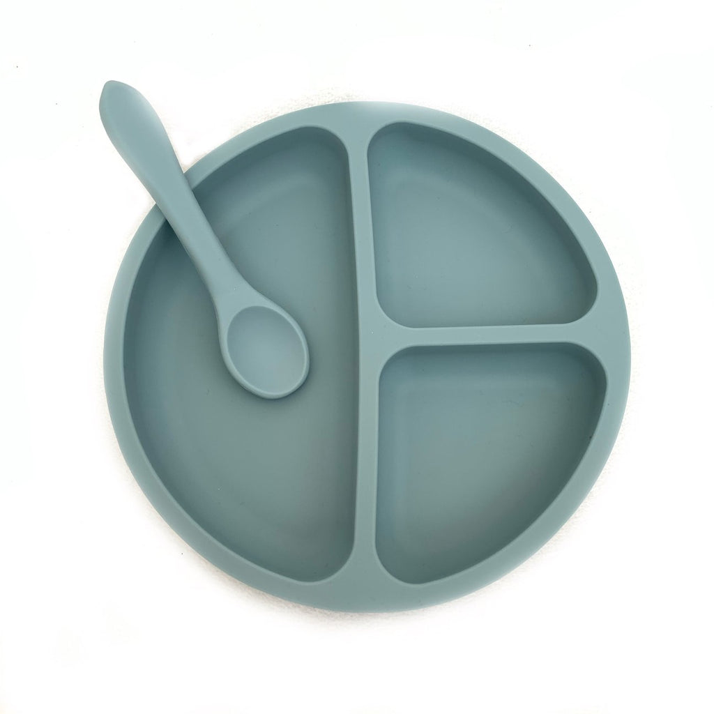 Little Mashies - Silicone Sucky Platter Plate - Dusty Blue