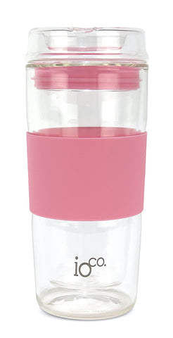 IOco -  All Glass Tea and Coffee Traveller - Marshmallow Pink (16oz)