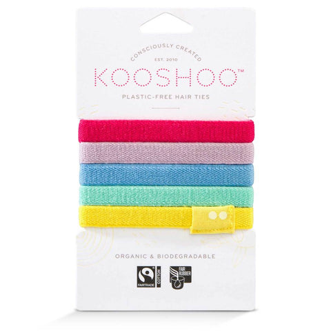 Kooshoo - Organic Plastic-free Hair Ties - Rainbow (5 Pack)