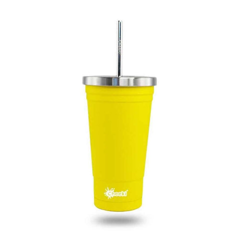 Cheeki - Insulated Stainless Steel Tumbler with Straw - Lemon (500ml)