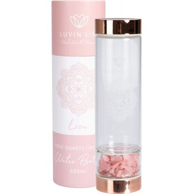 Luvin Life - Crystal Water Bottle - Rose Quartz/Love (550ml)