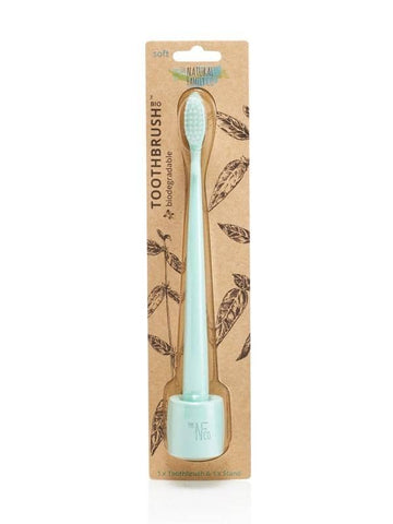 The Natural Family Co. - Bio Toothbrush & Stand Rivermint ( Soft)
