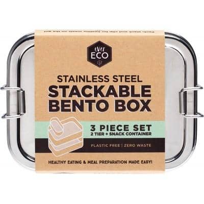 Ever Eco - Stackable Steel Bento Box - 2 Tier with Mini Container (1.2L)