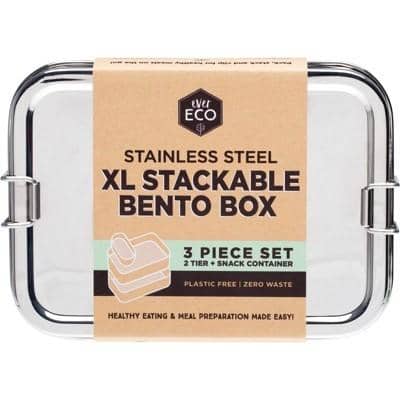 Ever Eco - XL Stackable Steel Bento Box - 2 Tier with Mini Container (1.9L)