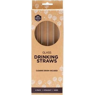 Ever Eco - Glass Drinking Straws - Straight (4 Pack with Cleaning Brush)