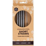 Ever Eco - Stainless Steel Straws - Short (4 Pack with Cleaning Brush)