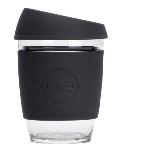 JOCO - Reusable Glass Cup - Black (Regular 12oz)
