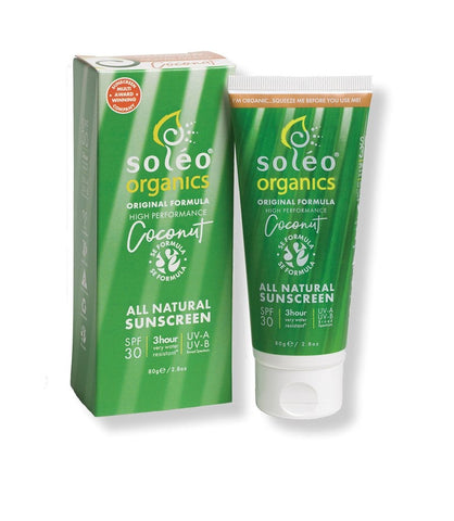 Soleo Organics Broad protection SPF 30 Coconut Sunscreen - High Performance 80g
