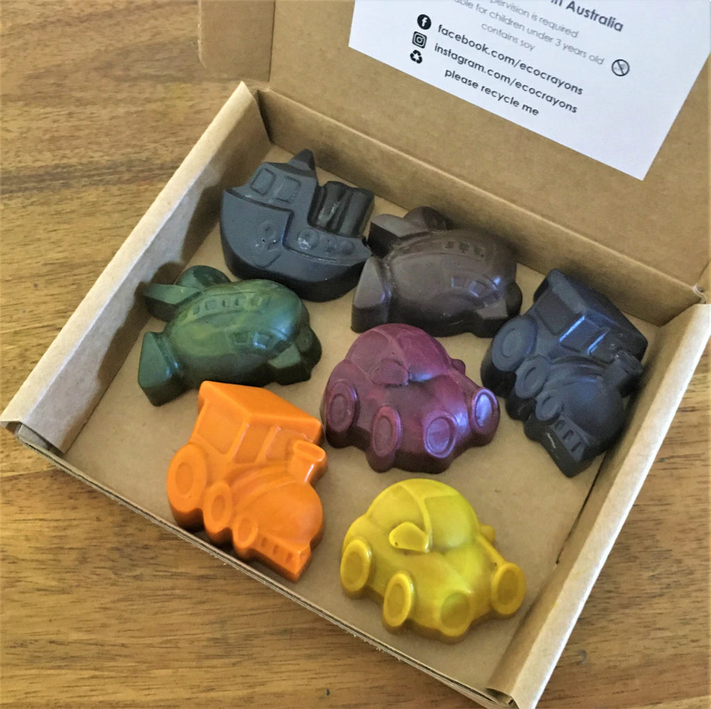 Eco Crayons - Plant Based Crayons - Cars and Trucks (7 Pack)