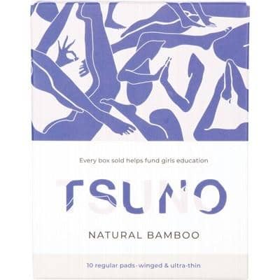 Tsuno - Natural Bamboo Ultra Thin Pads - Regular with Wings (10 pack)