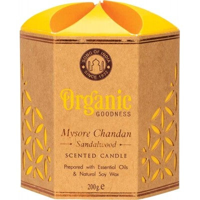 Organic Goodness - Natural Soy Wax Candle - Mysore Chandan Sandalwood (200g)